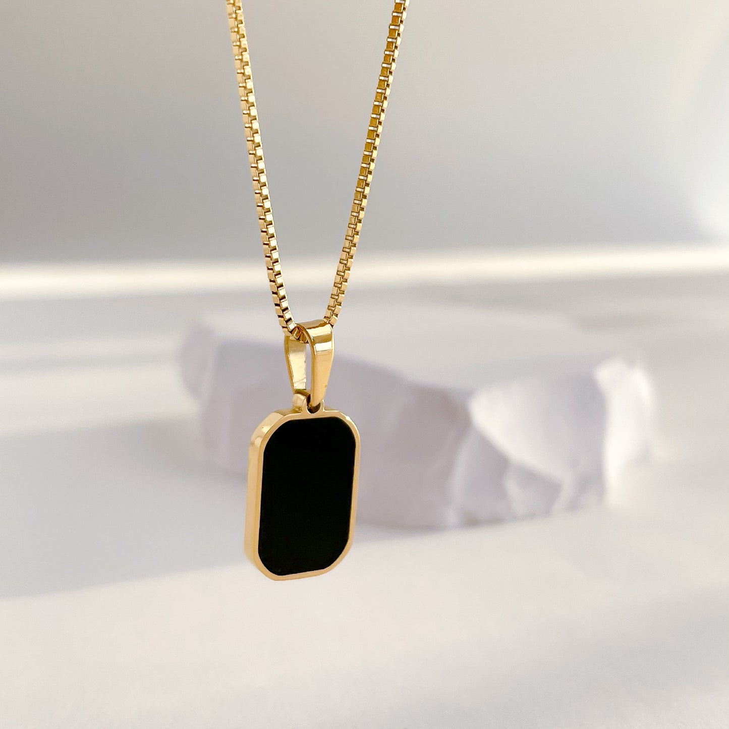 Black Onyx Square Necklace