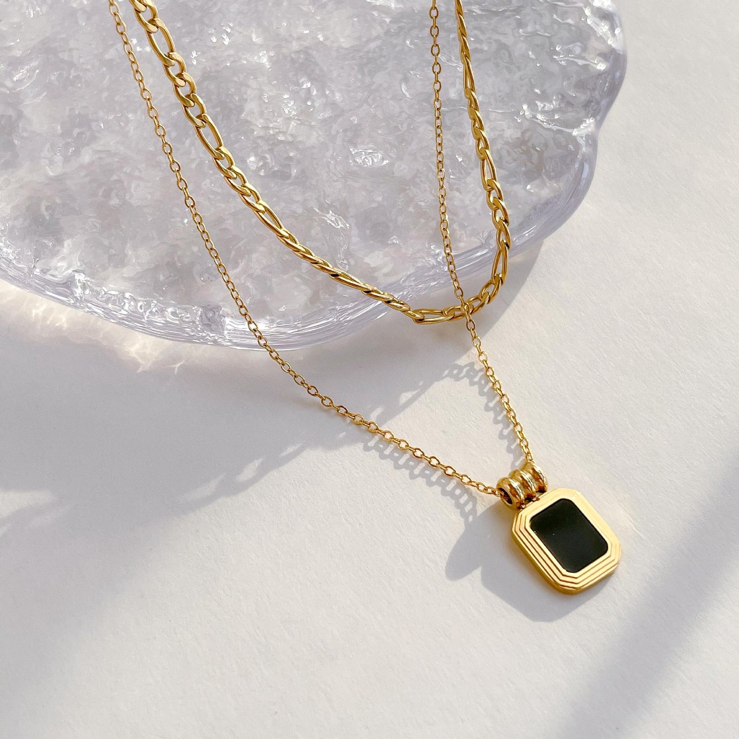 Black Onyx Square Necklace