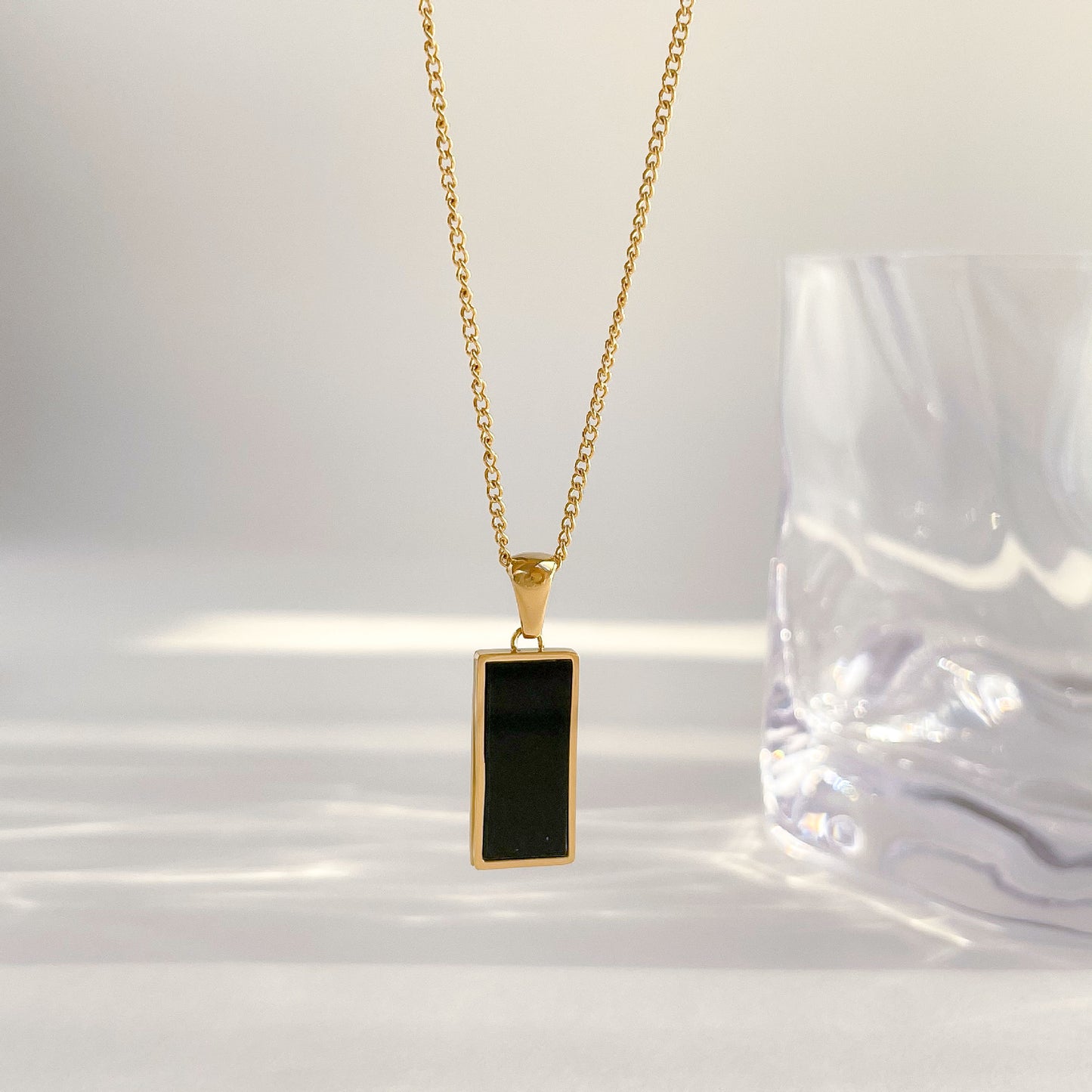 Black Onyx Square Necklace