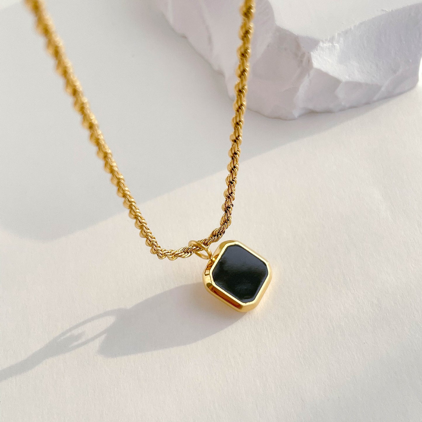 Black Onyx Square Necklace