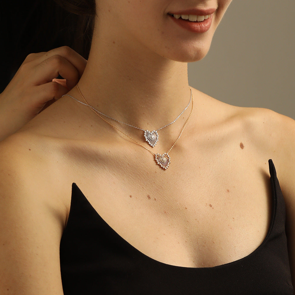 Zirconia Inlaid Heart Necklace